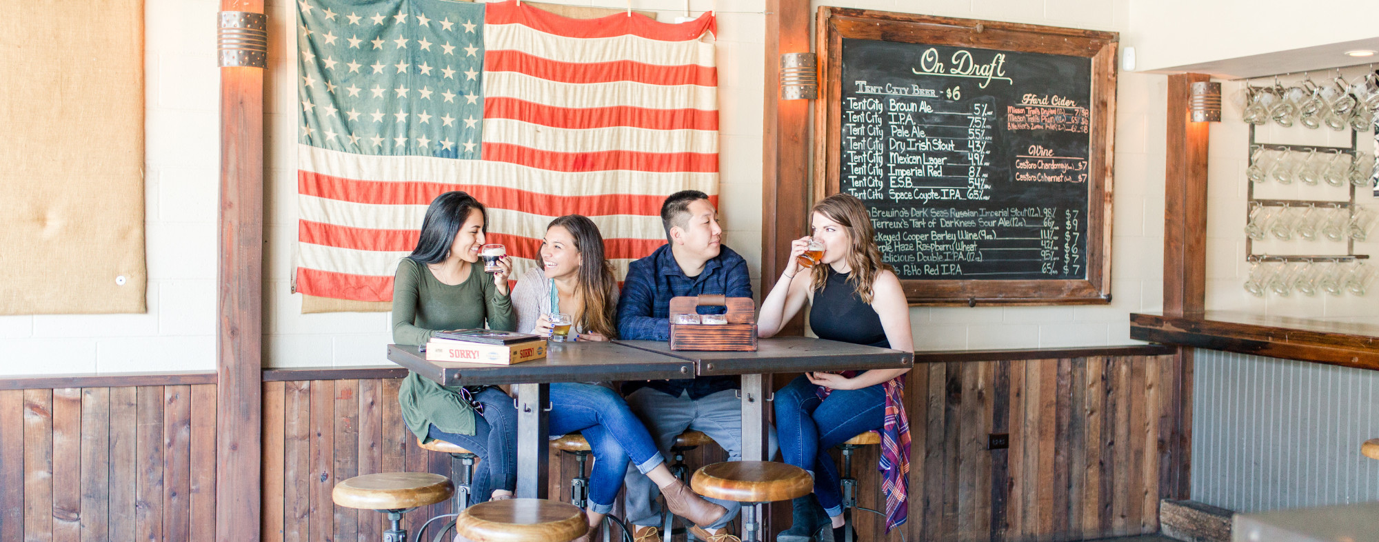 4 friends at Tent City Brewing Co.