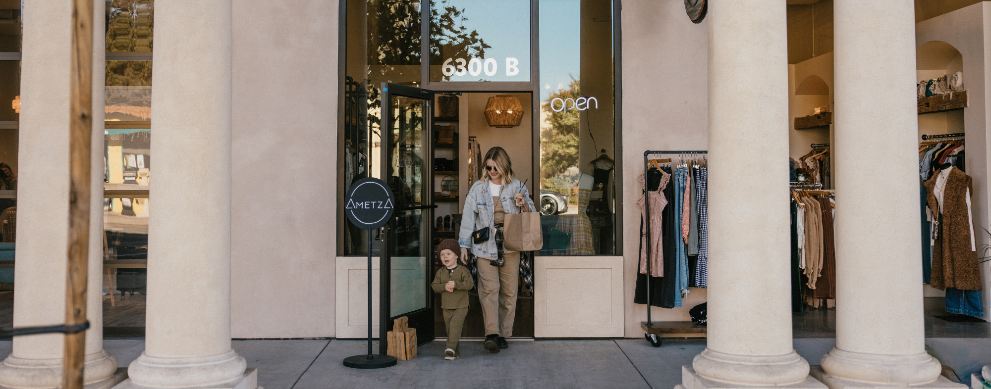 mother and son shopping