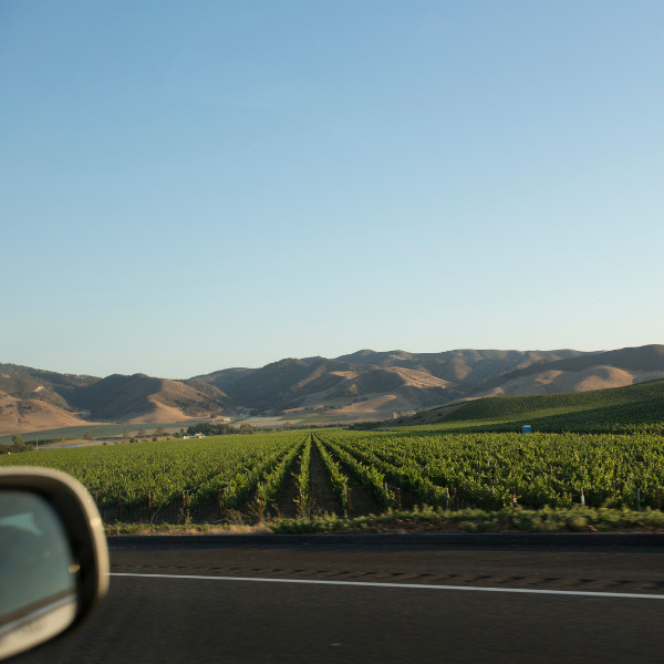 View from car window on Highway 101 in California