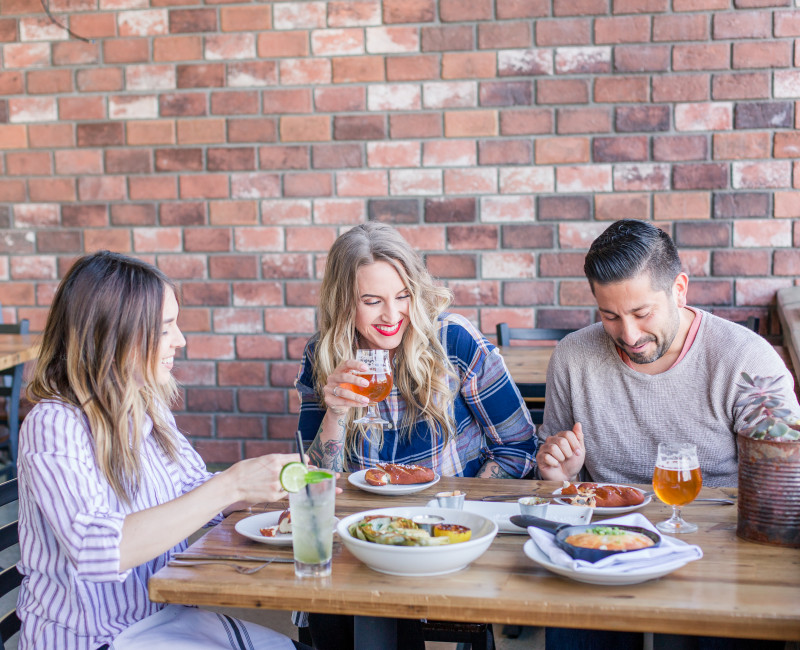 Friends eating