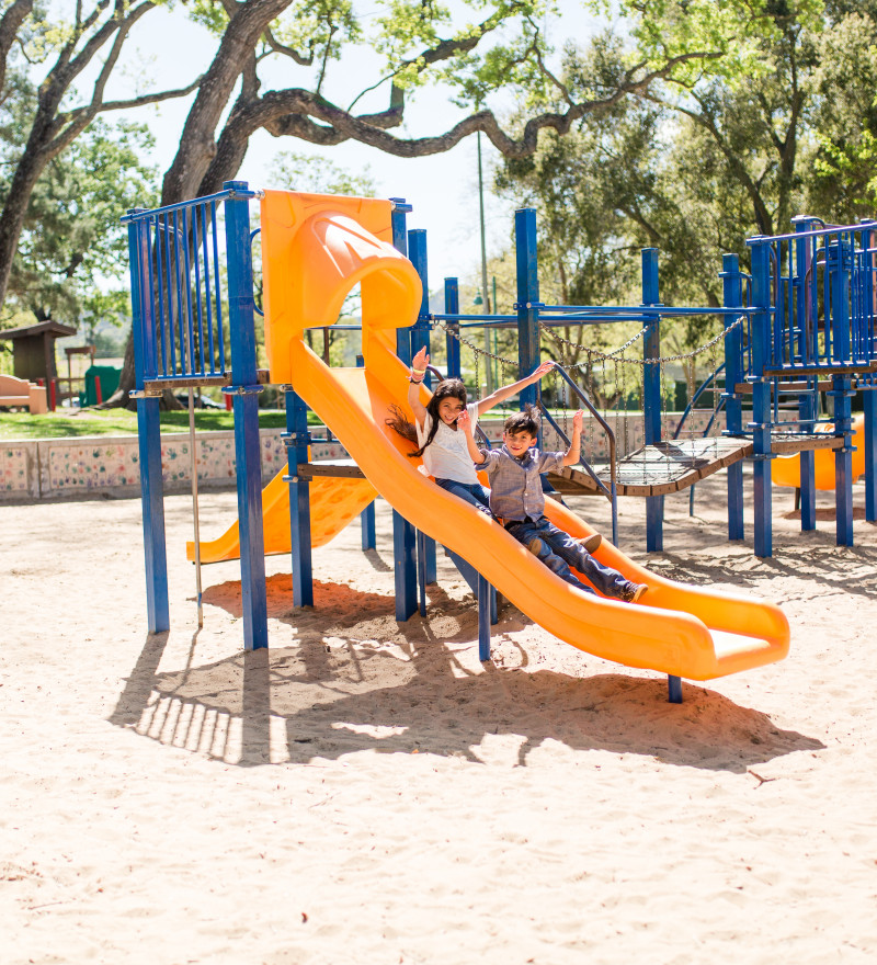 kids on slide
