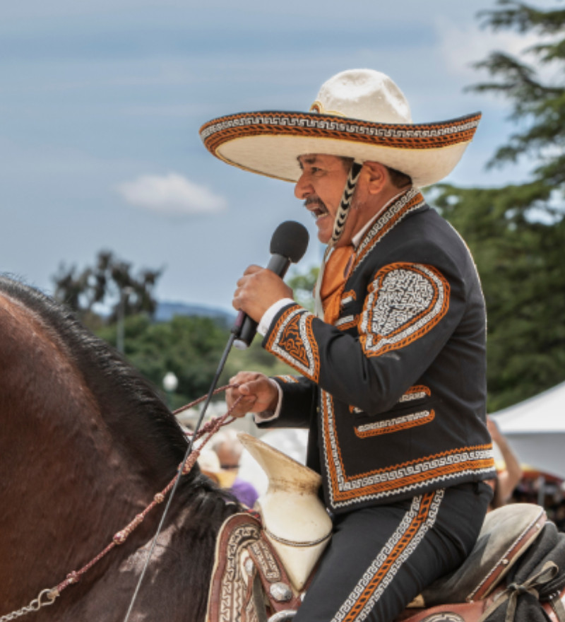 man on horse at tamale fest