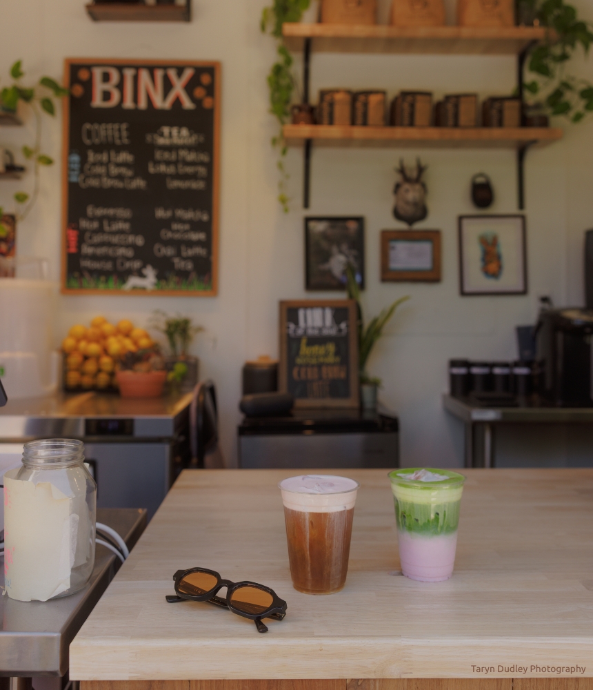 Coffee and matcha drinks from Binx Coffee in Atascadero, CA