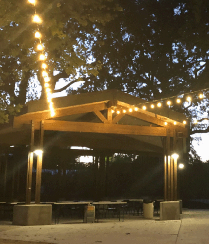 The open-air pavilion at the Zoo Garden Event Center in Atascadero